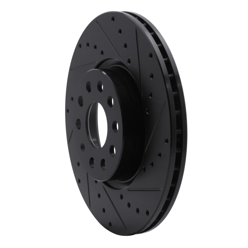 Audi A3 Quattro Brake Rotor (1) - Front Right - R1 Concepts - Drilled & Slotted - Black - `05-`25